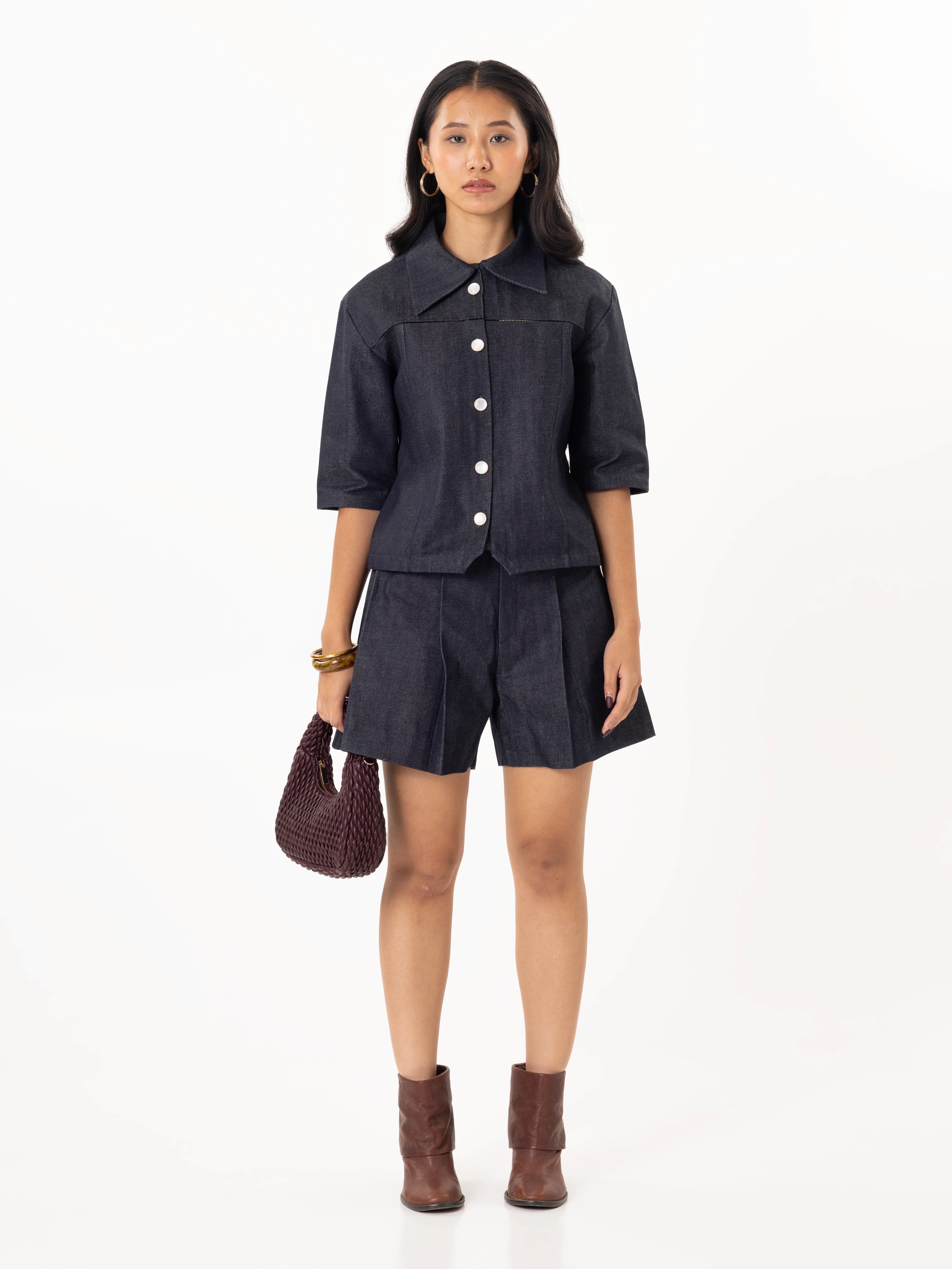 The "Indigo" Pleated Shorts