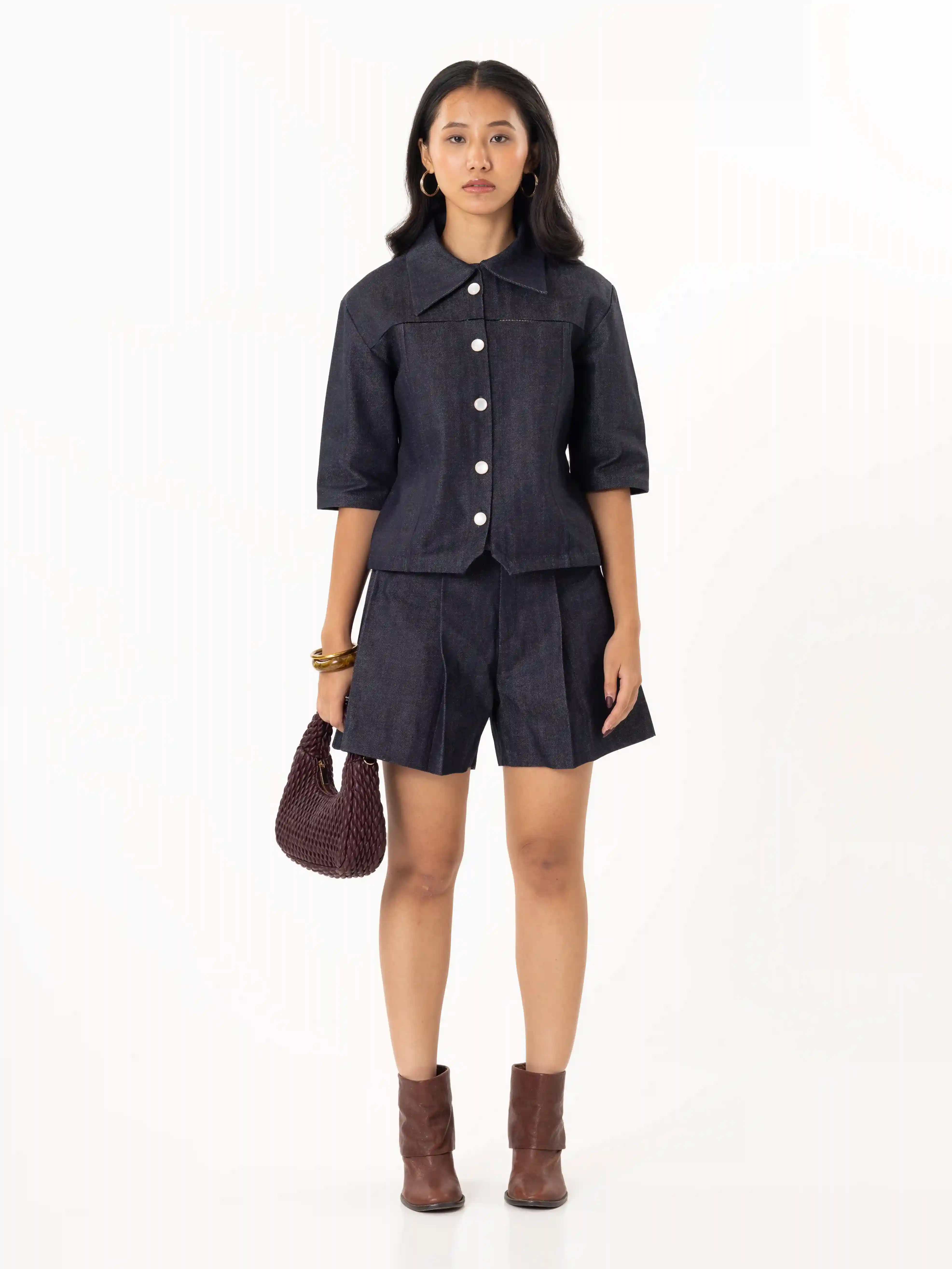 The "Indigo" Pleated Shorts